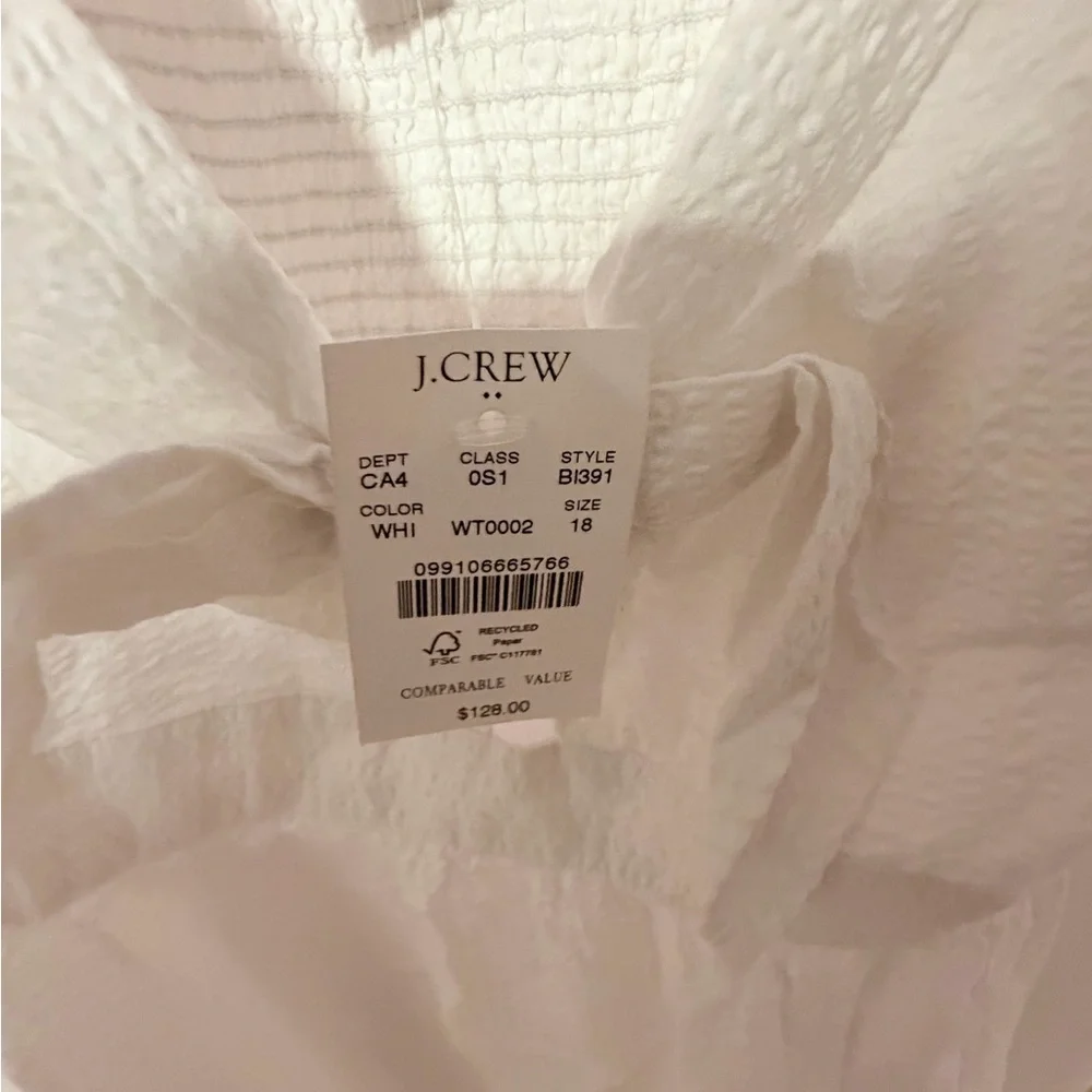 J. Crew Factory Women’s White Seersucker Tie Front Midi Dress NWT Size 18 - Picture 13 of 13